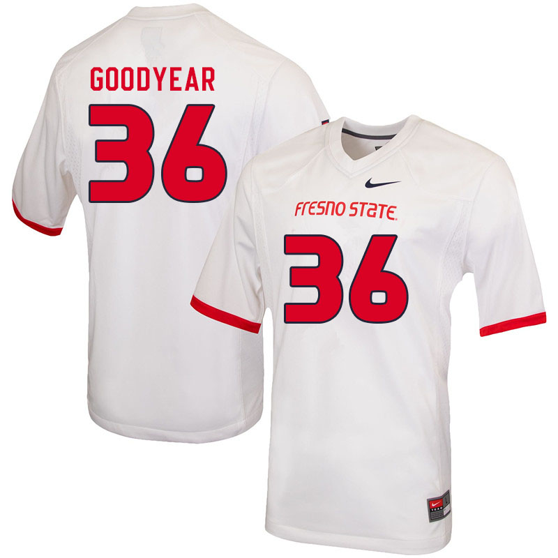 Men #36 Matthew Goodyear Fresno State Bulldogs College Football Jerseys Sale-White - Click Image to Close